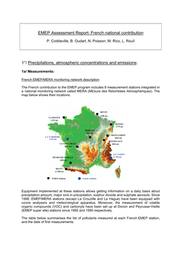 EMEP Assessment Report: French National Contribution 1