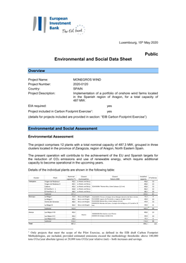 Public Environmental and Social Data Sheet