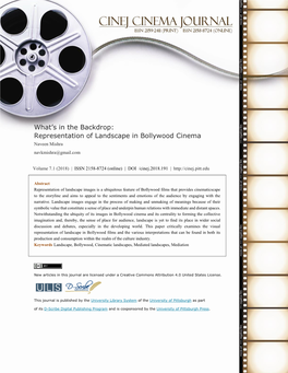 Representation of Landscape in Bollywood Cinema Naveen Mishra Navkmishra@Gmail.Com