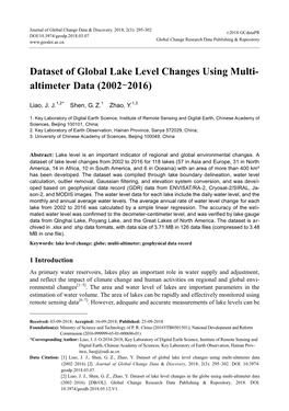 Dataset of Global Lake Level Changes Using Multi- Altimeter Data (2002-2016)
