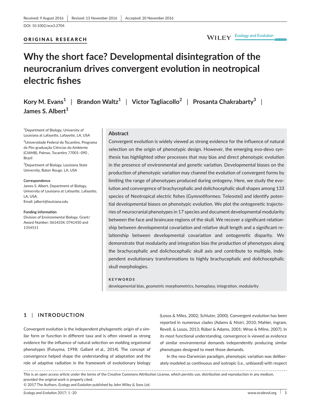 Developmental Disintegration of the Neurocranium Drives Convergent Evolution in Neotropical Electric Fishes