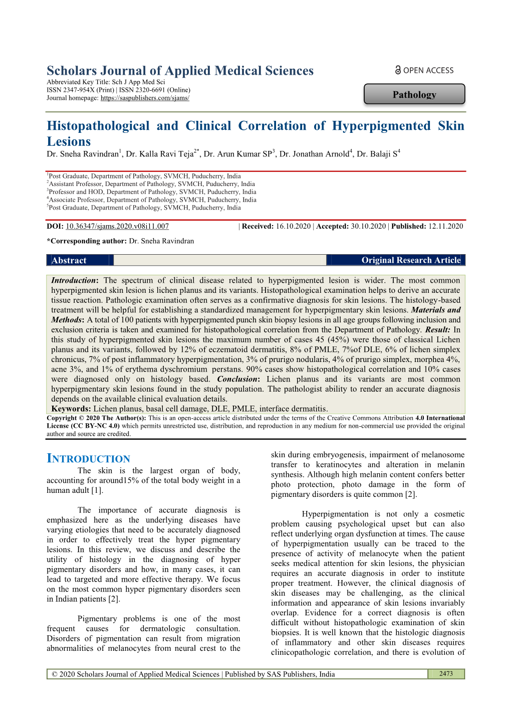 Histopathological and Clinical Correlation of Hyperpigmented Skin Lesions Dr
