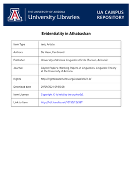Evidentiality in Athabaskan