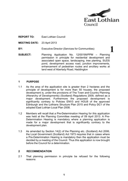 REPORT TO: East Lothian Council MEETING DATE: 23 April 2013 BY