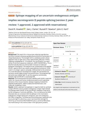 Epitope Mapping of an Uncertain Endogenous Antigen Implies Secretogranin II Peptide Splicing [Version 2; Peer Review: 1 Approved, 2 Approved with Reservations]
