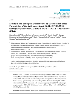 Synthesis and Biological Evaluation of A