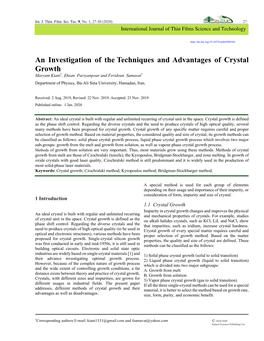 An Investigation of the Techniques and Advantages of Crystal Growth