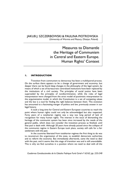 Measures to Dismantle the Heritage of Communism in Central and Eastern Europe