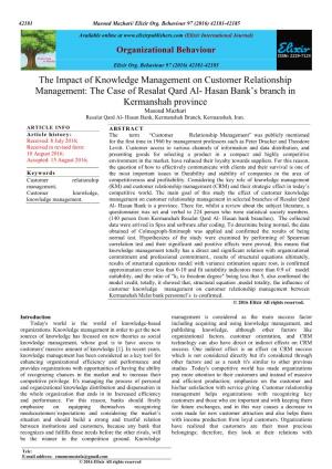 The Impact of Knowledge Management on Customer