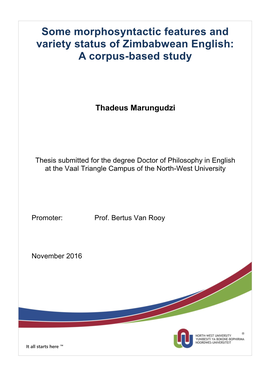 Some Morphosyntactic Features and Variety Status of Zimbabwean English: a Corpus-Based Study