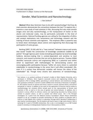 Gender, Mad Scientists and Nanotechnology J