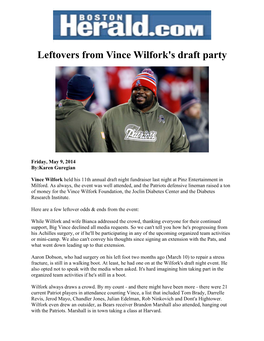 Leftovers from Vince Wilfork's Draft Party