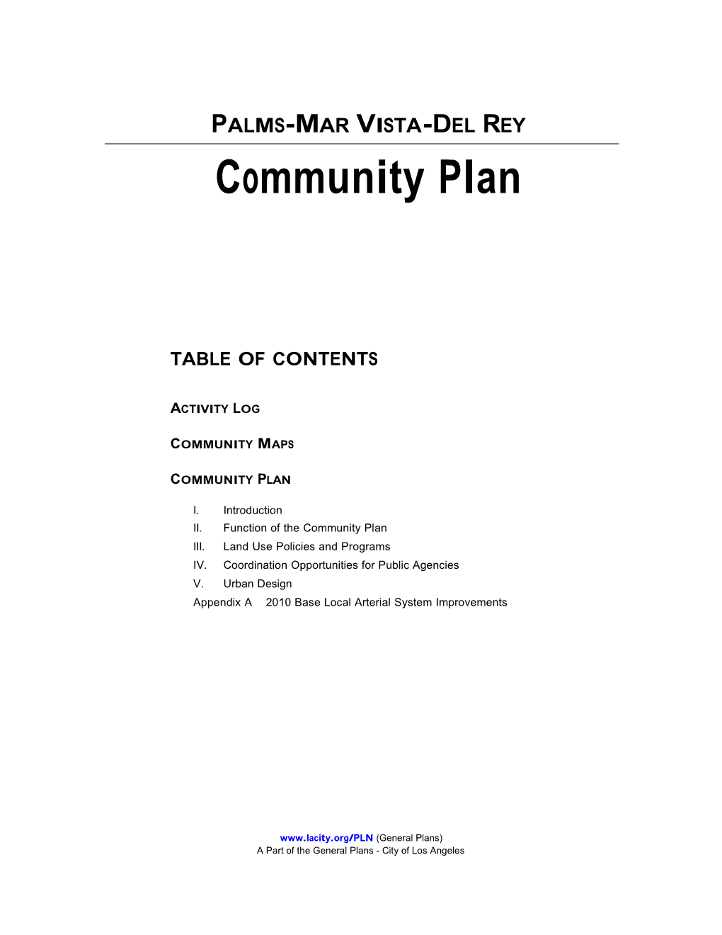 Palms-Mar Vista-Del Rey Community Plan Update 95-0355 CPU 97-0705