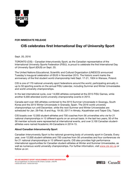 CIS Celebrates First International Day of University Sport