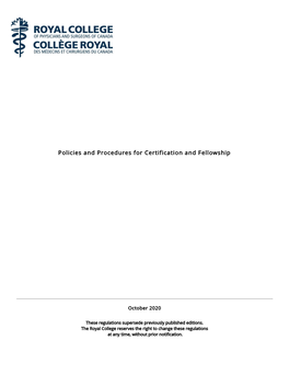 Policies and Procedures for Certification and Fellowship