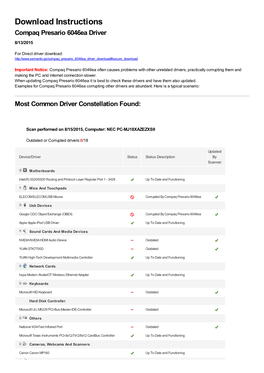 Compaq Presario 6046Ea Driver 8/13/2015