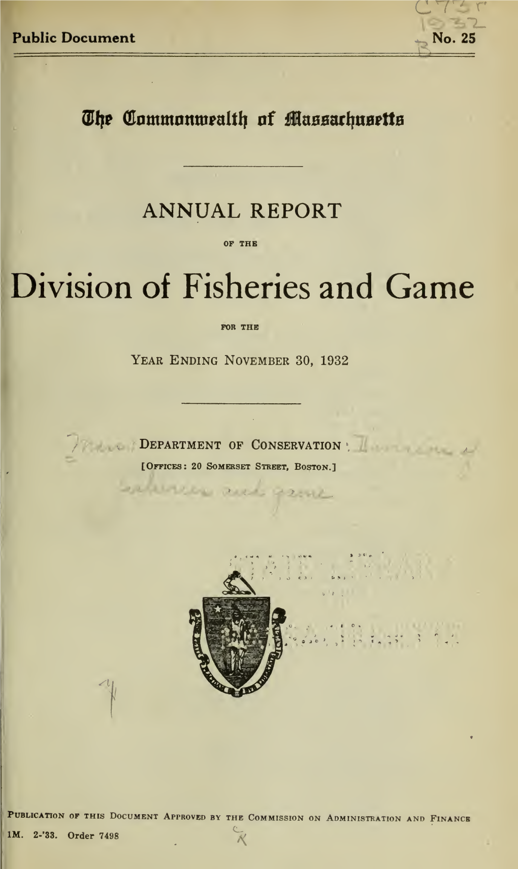 Annual Report of the Division of Fisheries and Game (1920-1933)