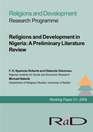 Religions and Development in Nigeria: a Preliminary Literature Review