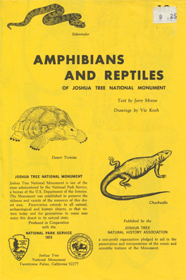 Amphibians and R,Eptiles of Joshua Tree Nationat Monument