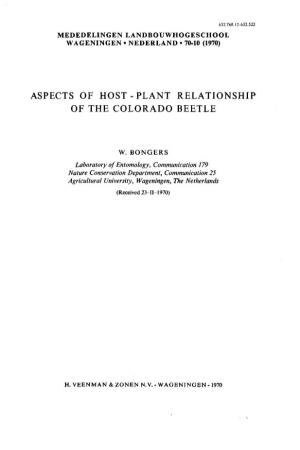Aspects of Host-Plant Relationship of the Colorado Beetle