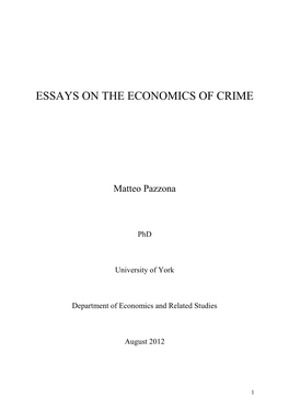 Essays on the Economics of Crime