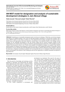 AN-WOT Model for Designation and Analysis of Sustainable Development Strategies in Jam Abroud Village