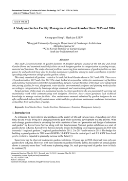 A Study on Garden Facility Management of Seoul Garden Show 2015 and 2016