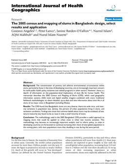 The 2005 Census and Mapping of Slums in Bangladesh: Design, Select