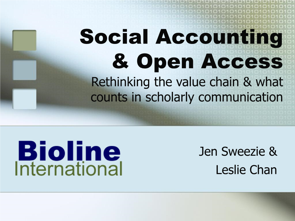 Social Accounting & Open Access