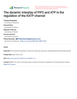 The Dynamic Interplay of PIP2 and ATP in the Regulation of the KATP Channel