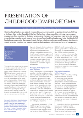 Presentation of Childhood Lymphoedema