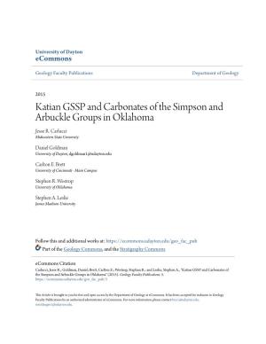 Katian GSSP and Carbonates of the Simpson and Arbuckle Groups in Oklahoma Jesse R