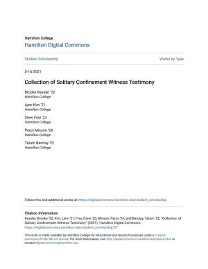 Collection of Solitary Confinement Witness Testimony