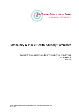 MIDCENTRAL DISTRICT HEALTH BOARD Te Pae Hauora O Ruahine O Tararua