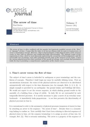 The Arrow of Time Volume 7 Paul Davies Summer 2014 Beyond Center for Fundamental Concepts in Science, Arizona State University, Journal Homepage P.O