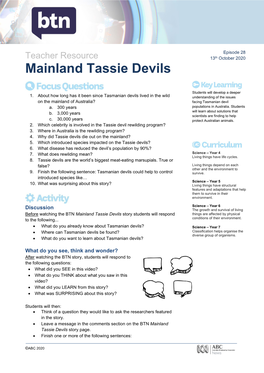 Mainland Tassie Devils