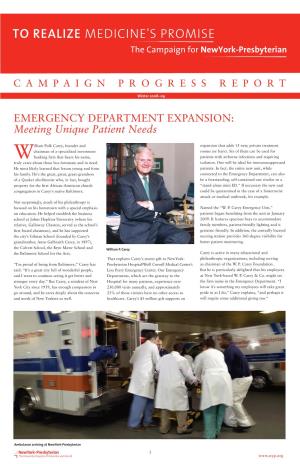 EMERGENCY DEPARTMENT EXPANSION: Meeting Unique Patient Needs
