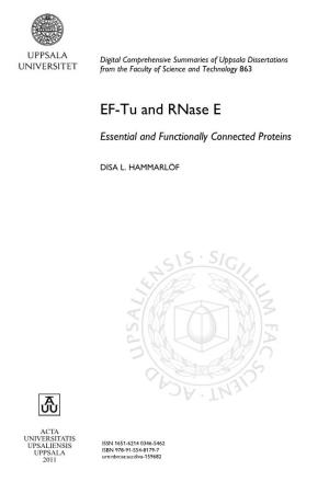 EF-Tu and Rnase E Are Functionally Connected