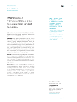 Mitochondrial and Y-Chromosomal Profile of the Kazakh Population