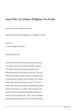Faust Part 1 by Johann Wolfgang Von Goethe&lt;/H1&gt;