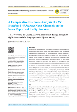 A Comparative Discourse Analysis of TRT World and Al Jazeera News Channels on the News Reports of the Syrian War