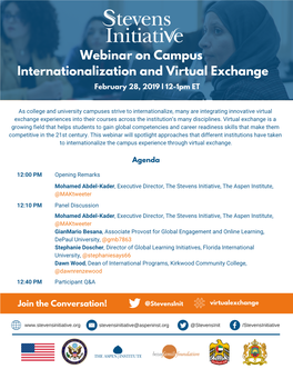 Webinar on Campus Internationalization and Virtual Exchange February 28, 2019 L 12-1Pm ET