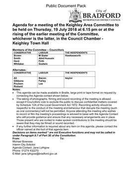 (Public Pack)Agenda Document for Keighley Area Committee, 19/07