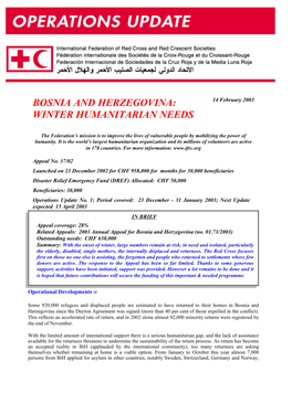 IFRC- Bosnia and Herzegovina: Winter Humanitarian Needs