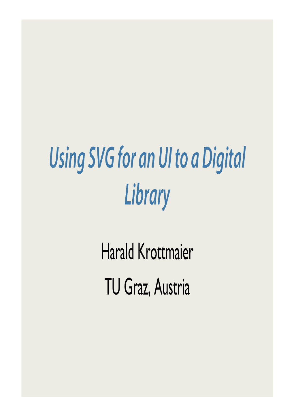 Using SVG for an UI to a Digital Library