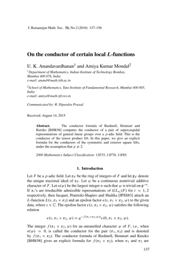 On the Conductor of Certain Local L-Functions