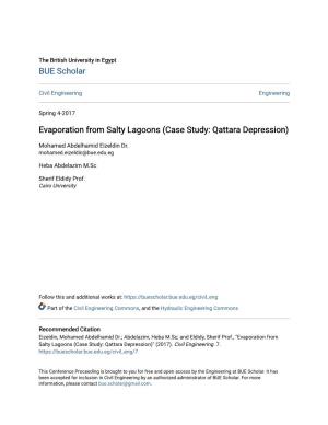 Evaporation from Salty Lagoons (Case Study: Qattara Depression)