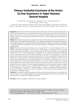 Primary Urothelial Carcinoma of the Ureter: 11-Year Experience in Taipei Veterans General Hospital