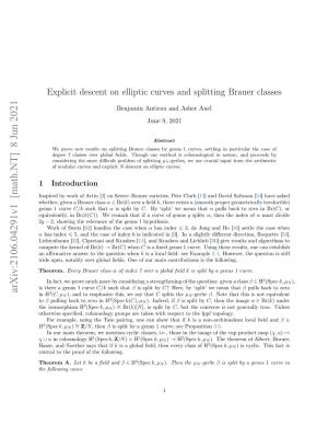 Explicit Descent on Elliptic Curves and Splitting Brauer Classes