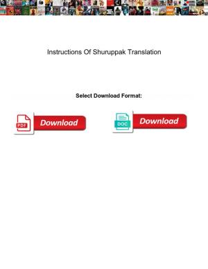 Instructions of Shuruppak Translation